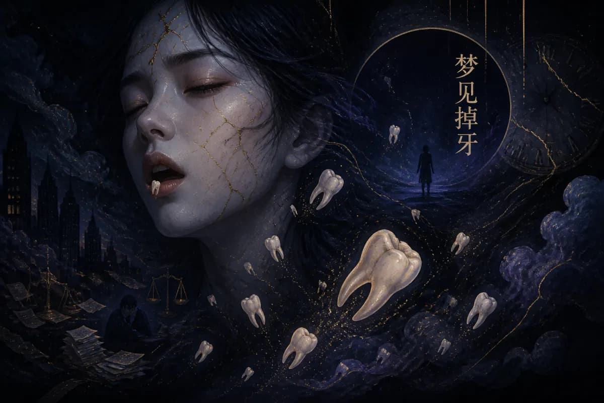梦见掉牙解梦示意图,牙齿脱落意象与焦虑压力主题