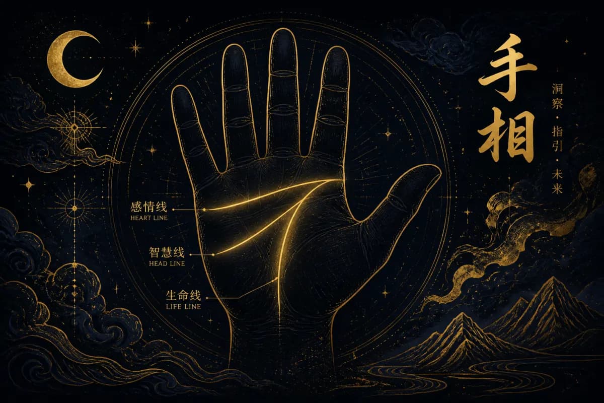 Palmistry illustration of life, head, and heart lines
