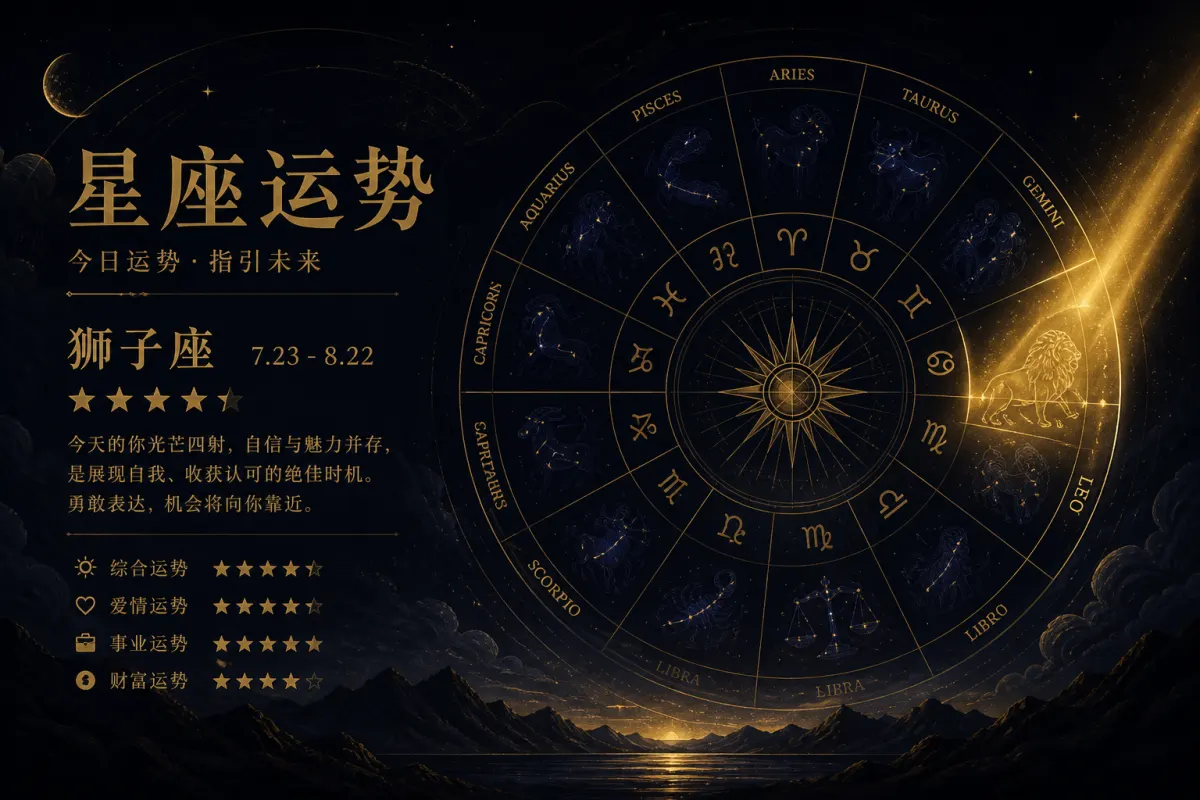 今日星座运势示意图,黄道十二宫对应当日运势主题