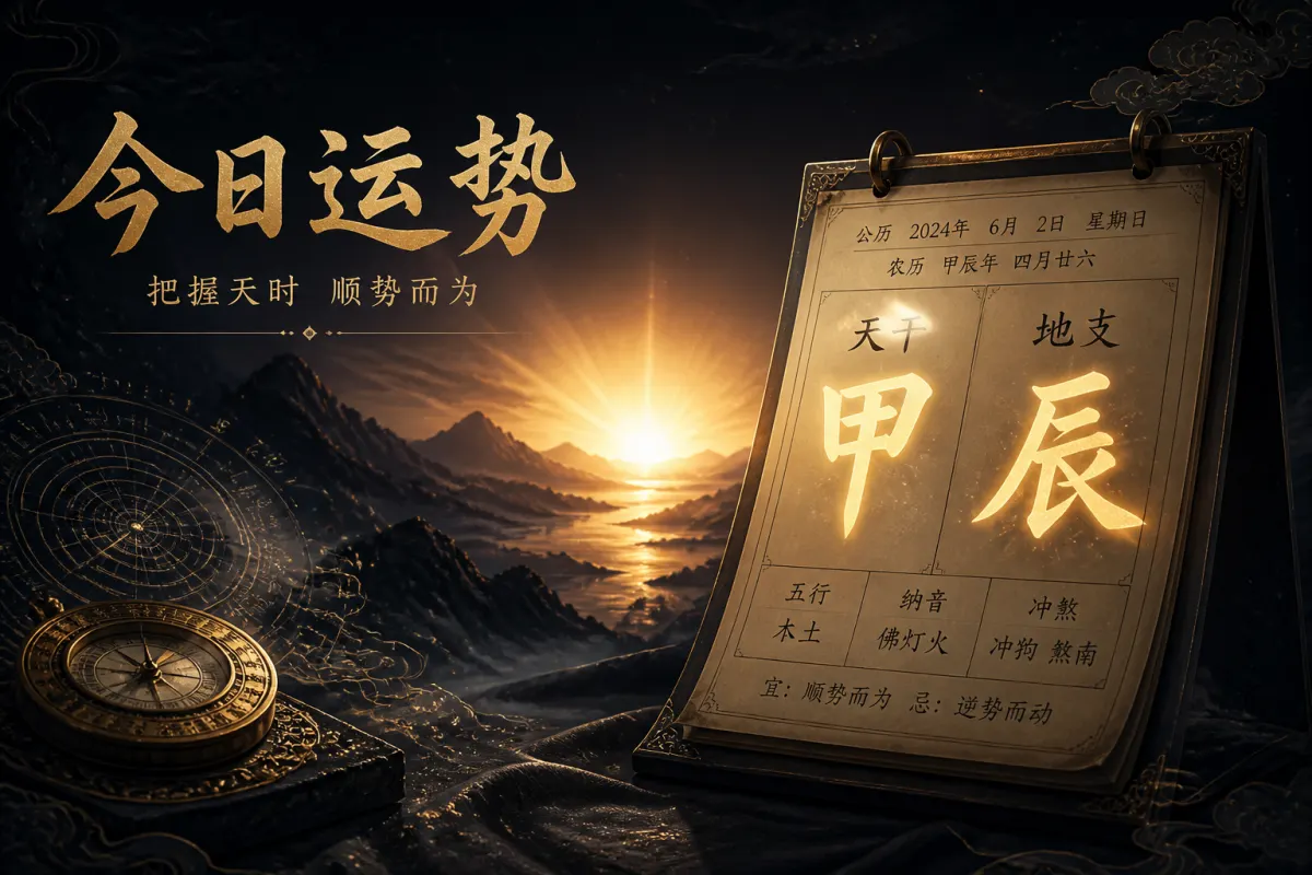 今日运势查询示意图,日出与当日干支节律的运势概览