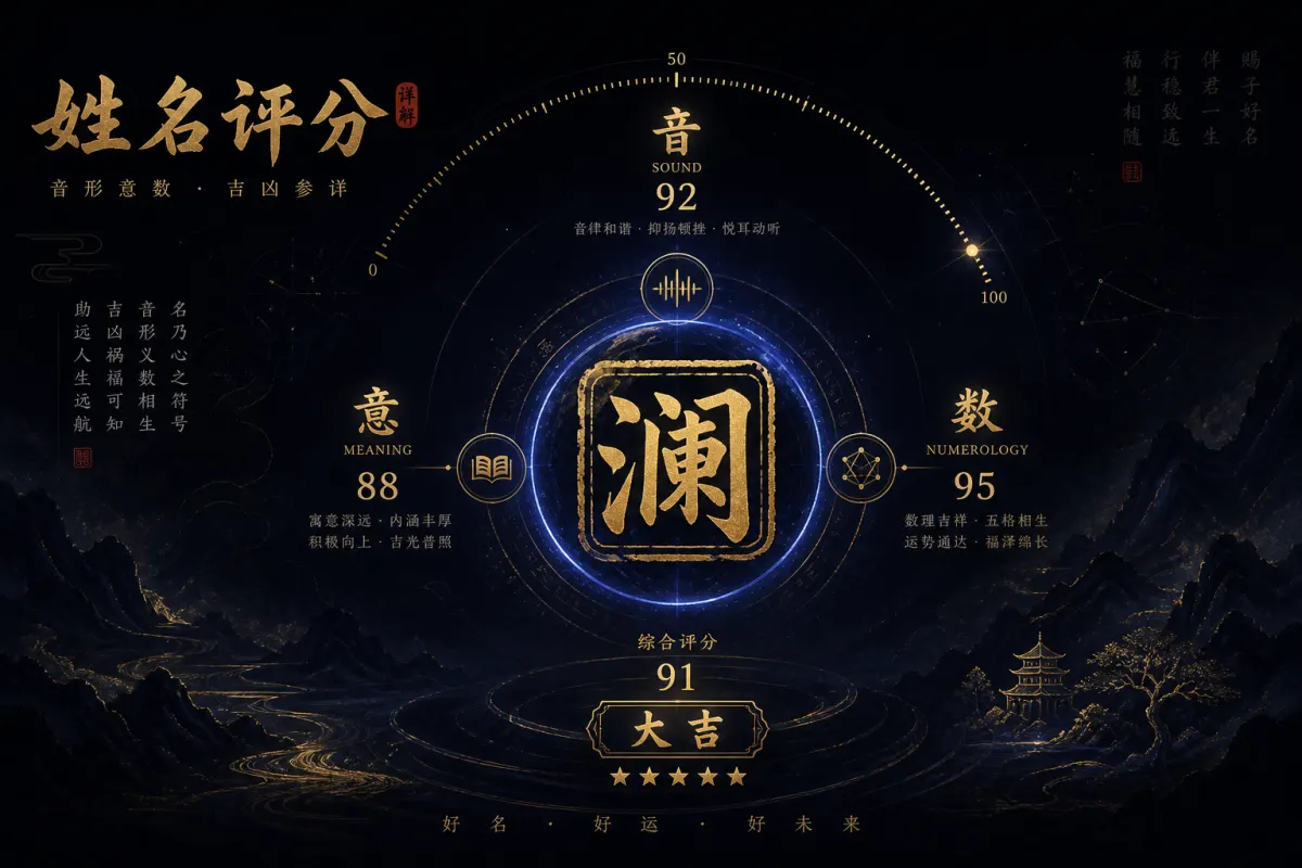 姓名评分吉凶示意图,音形义与数理综合评分结构