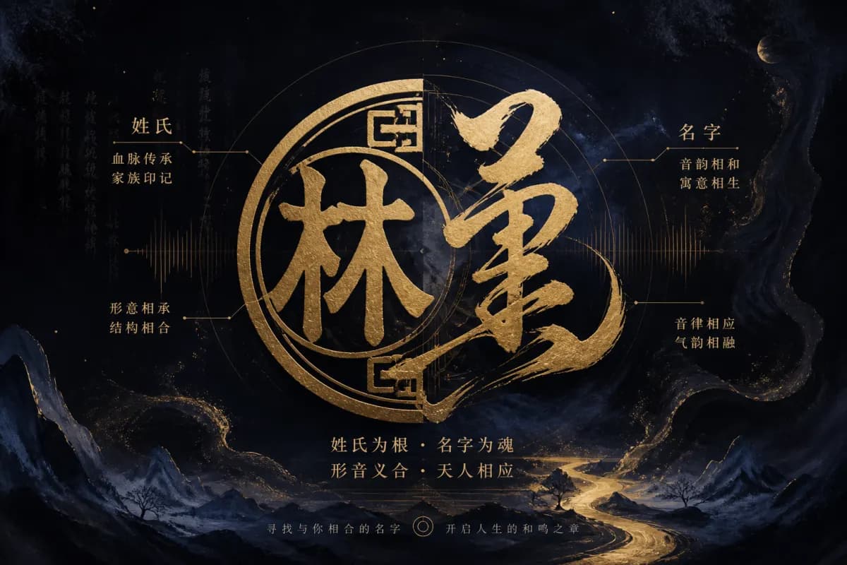 姓氏搭配起名示意图,姓与名的音形义咬合结构