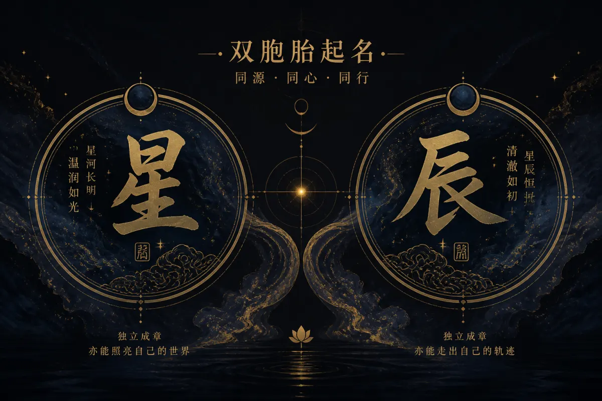 双胞胎起名示意图,成对呼应又各自独立的名字结构
