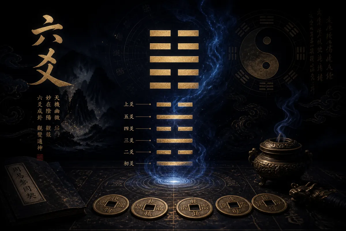 六爻起卦装卦示意图,六爻自下而上的装卦与断卦结构