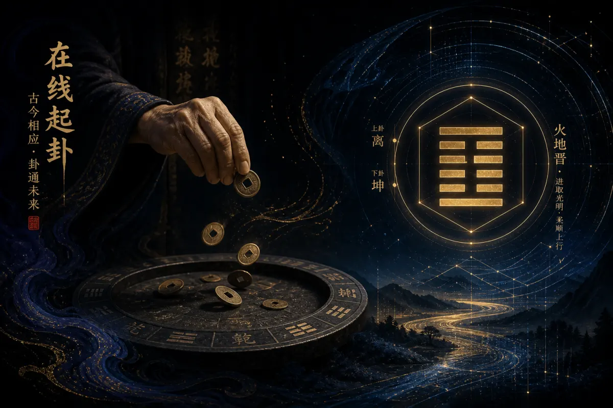 六爻在线起卦示意图,传统摇卦与在线起卦流程对照