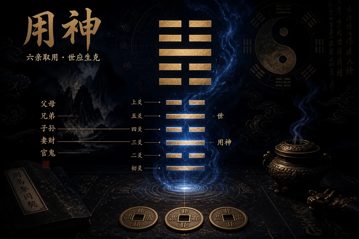 Illustration of selecting the Useful God (Yong Shen) across the Six Relatives and Self/Other lines in Liu Yao
