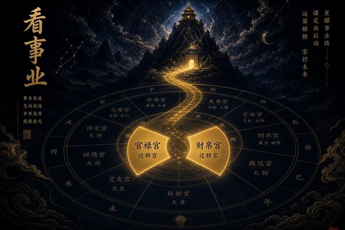 紫微看事业示意图,官禄、财帛、迁移三宫以金路相连