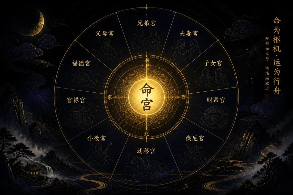 紫微斗数真太阳时与命宫时辰校正示意图