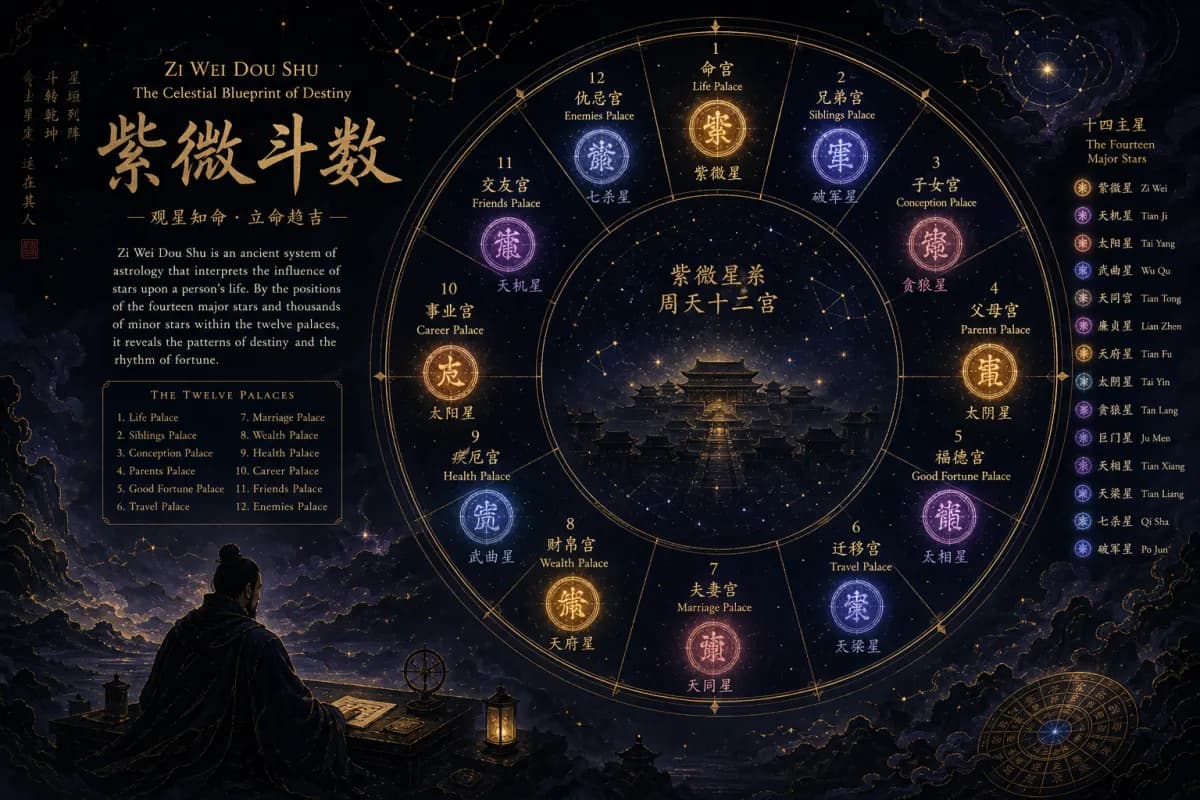 Diagram of lunar leap month conversion and Life Palace month-order placement in Zi Wei
